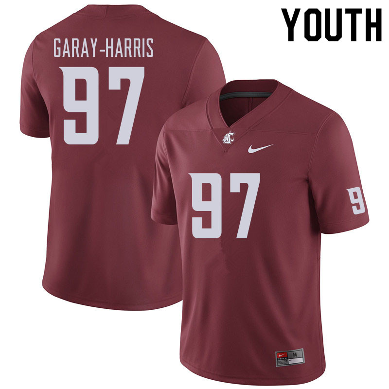 Youth #97 Ty Garay-Harris Washington State Cougars Football Jerseys Sale-Crimson - Click Image to Close